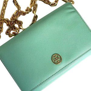 Tory Burch Robinson Chain Wallet - Mint